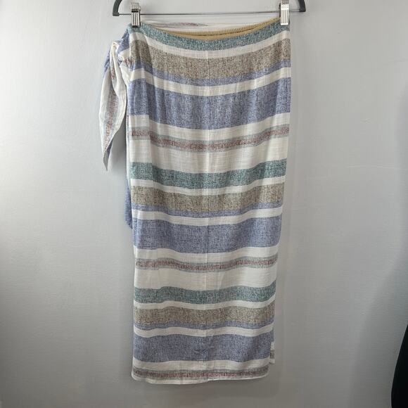 ZARA Sarong Striped Wrap Skirt Tie Waist Multi-Color Boho Size M Medium - Picture 4 of 7